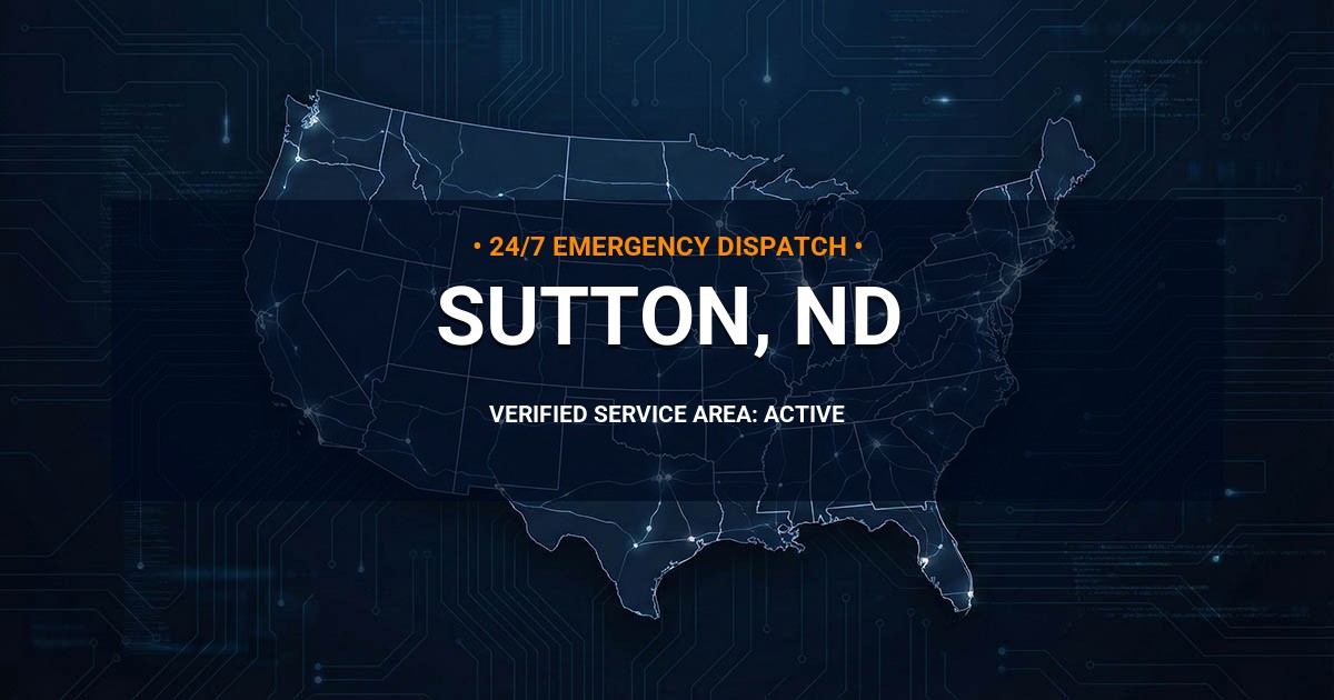Emergency Plumbing Dispatch Map for Plumbing Services: Sutton, ND