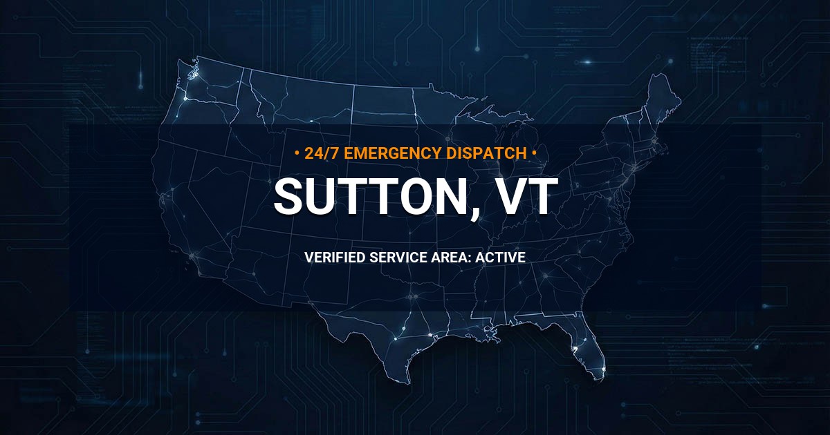 Emergency Plumbing Dispatch Map for Plumbing Services: Sutton, VT