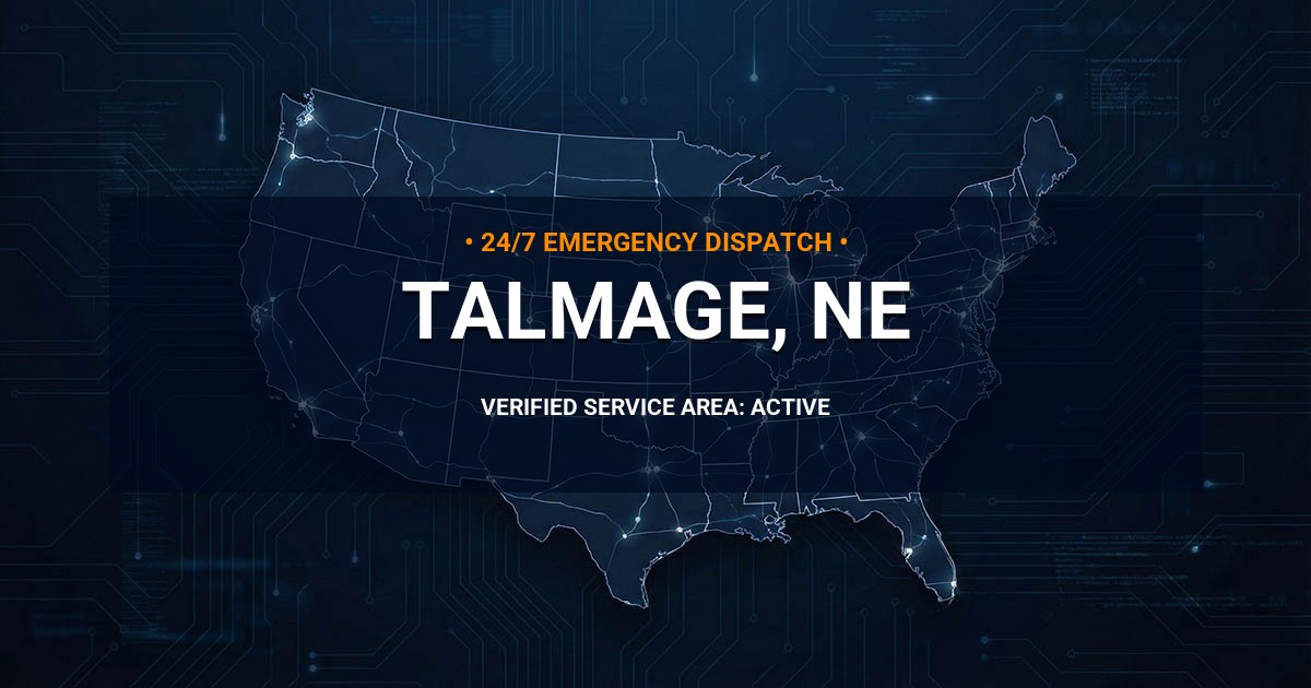 Emergency Plumbing Dispatch Map for Plumbing Services: Talmage, NE
