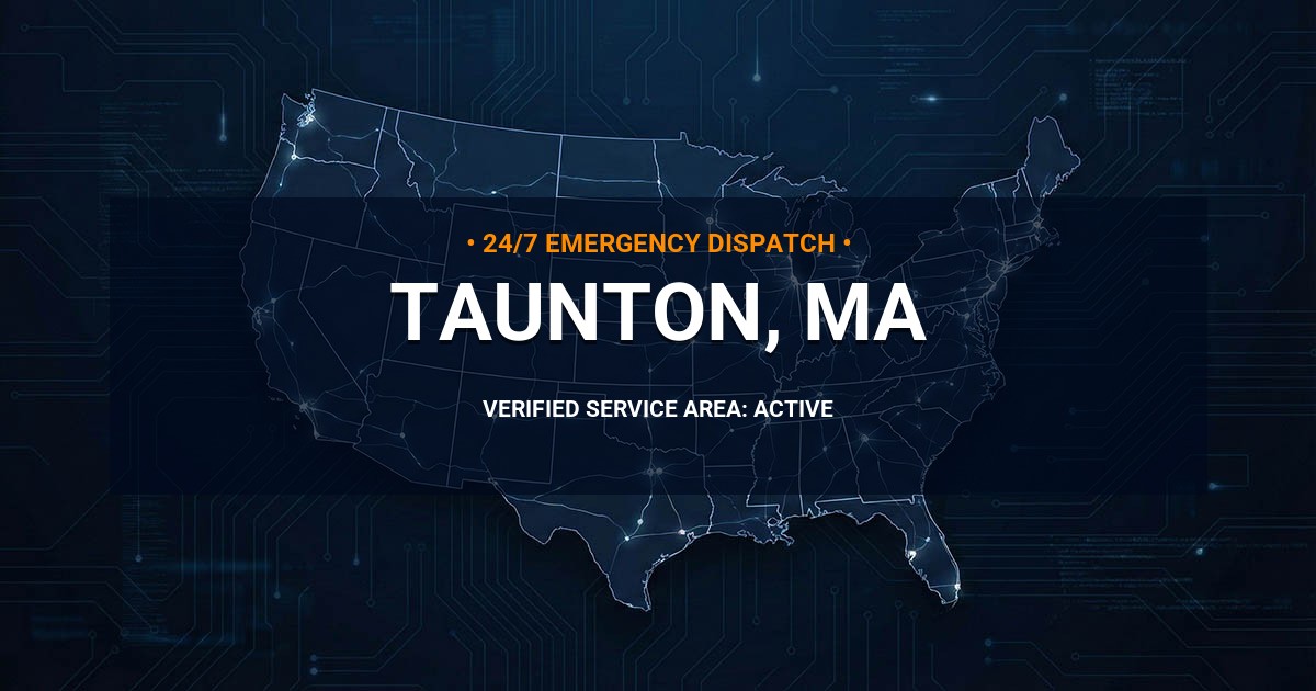 Emergency Plumbing Dispatch Map for Plumbing Services: Taunton, MA