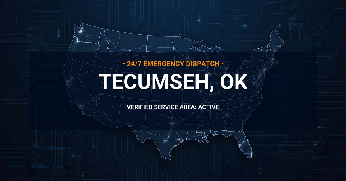 Emergency Plumbing Dispatch Map for Plumbing Services: Tecumseh, OK