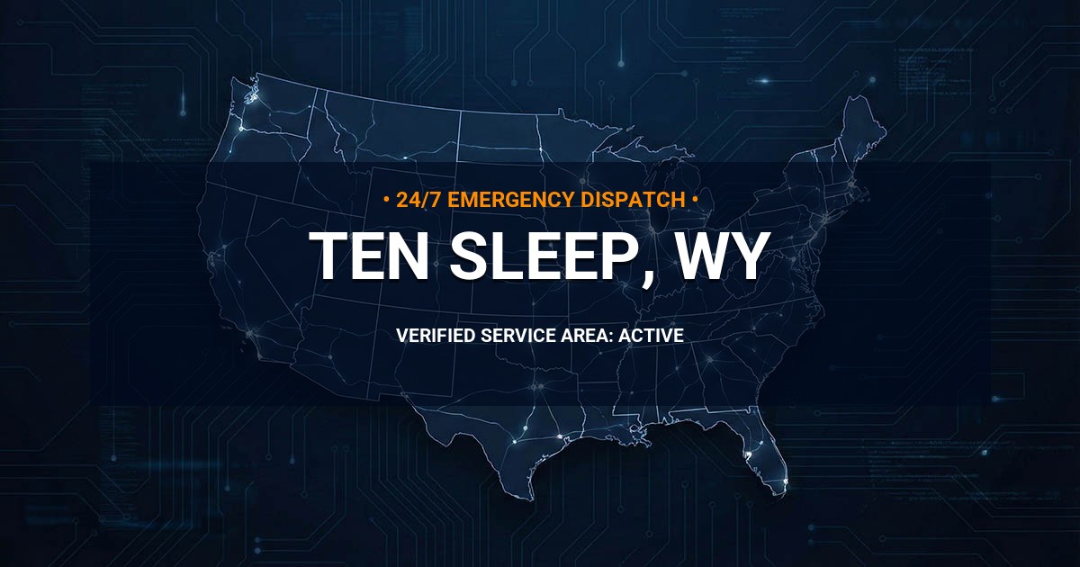 Emergency Plumbing Dispatch Map for Plumbing Services: Ten Sleep, WY