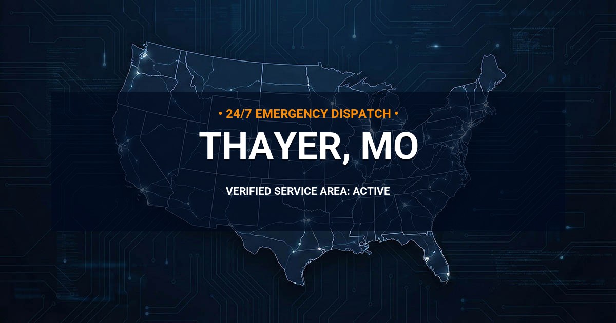 Emergency Plumbing Dispatch Map for Plumbing Services: Thayer, MO