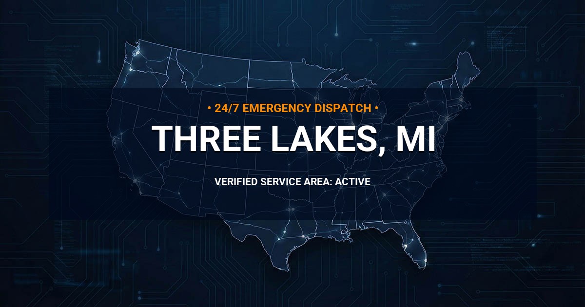 Emergency Plumbing Dispatch Map for Plumbing Services: Three Lakes, MI