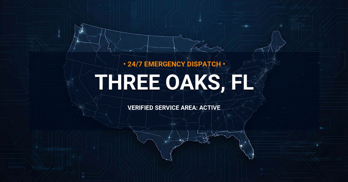 Emergency Plumbing Dispatch Map for Plumbing Services: Three Oaks, FL