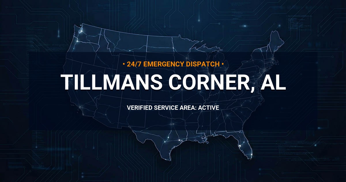 Emergency Plumbing Dispatch Map for Plumbing Services: Tillmans Corner, AL