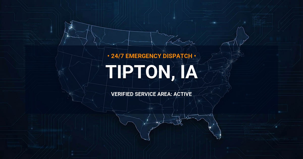 Emergency Plumbing Dispatch Map for Plumbing Services: Tipton, IA
