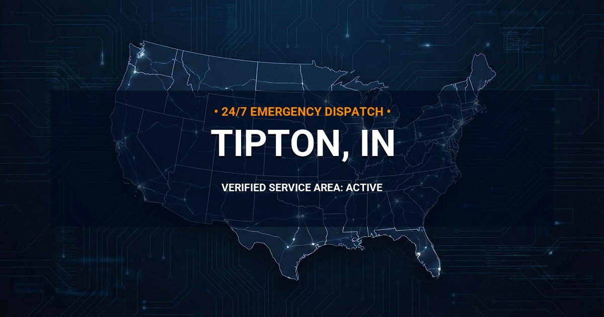 Emergency Plumbing Dispatch Map for Plumbing Services: Tipton, IN