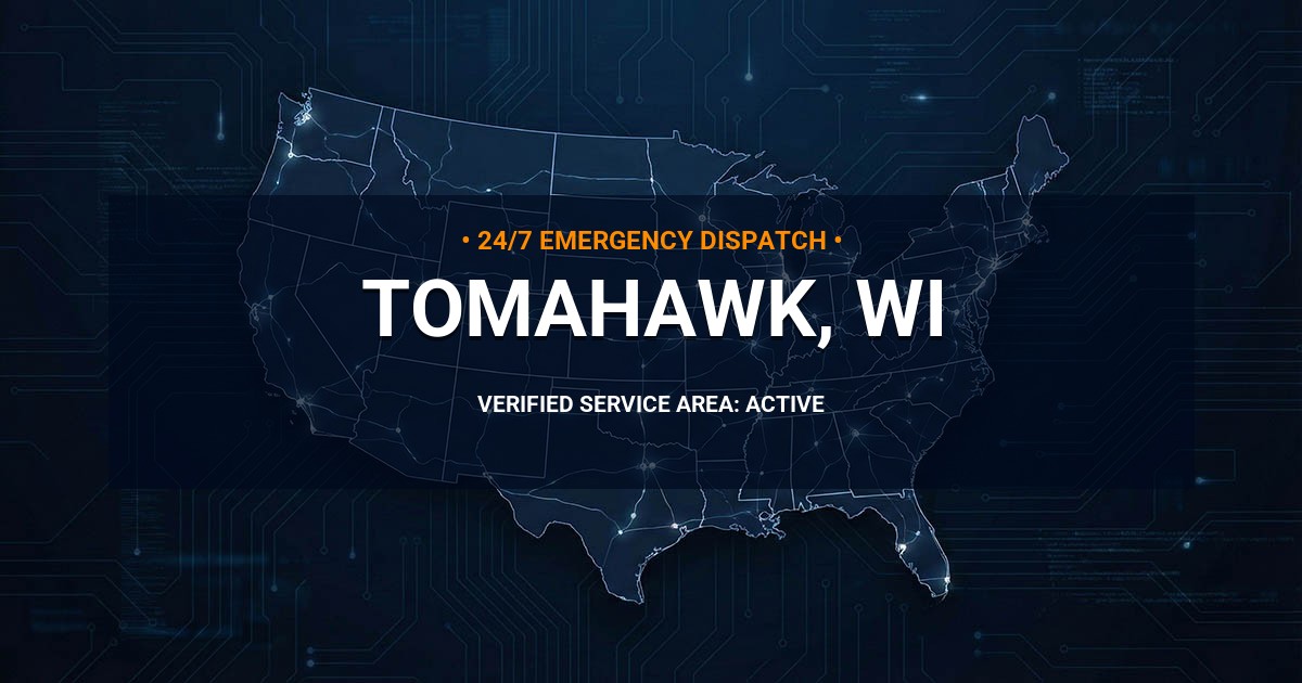Emergency Plumbing Dispatch Map for Plumbing Services: Tomahawk, WI