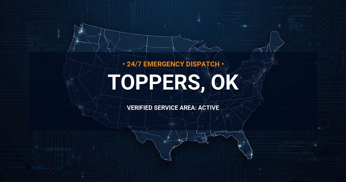 Emergency Plumbing Dispatch Map for Plumbing Services: Toppers, OK