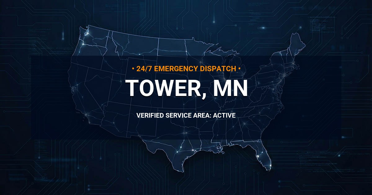 Emergency Plumbing Dispatch Map for Plumbing Services: Tower, MN