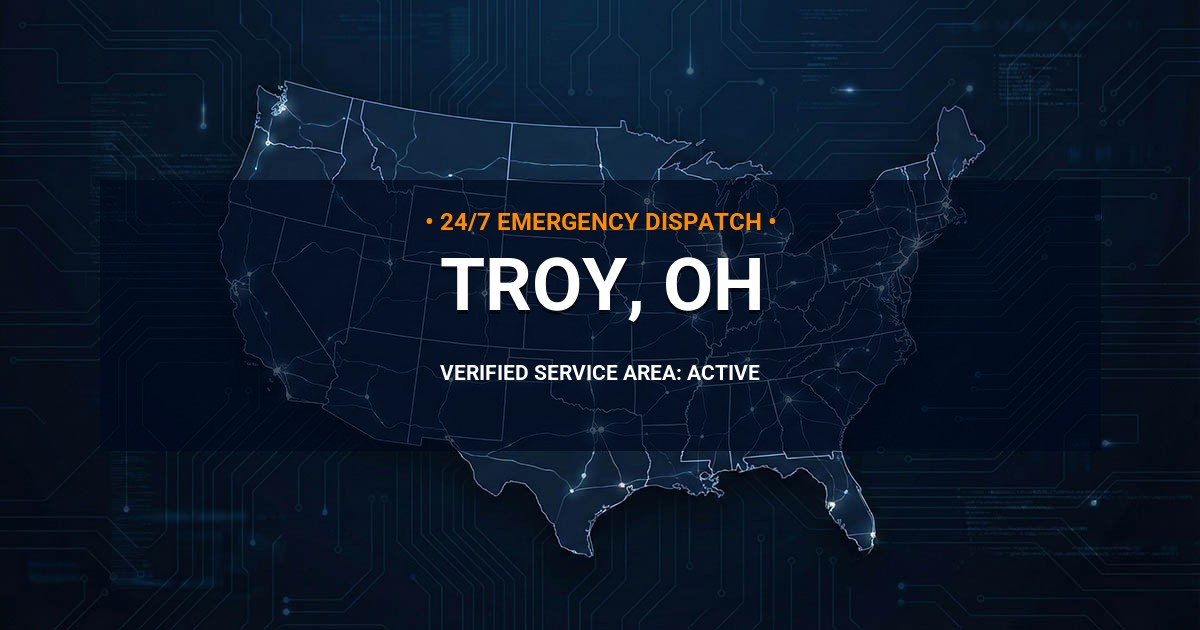 Emergency Plumbing Dispatch Map for Plumbing Services: Troy, OH