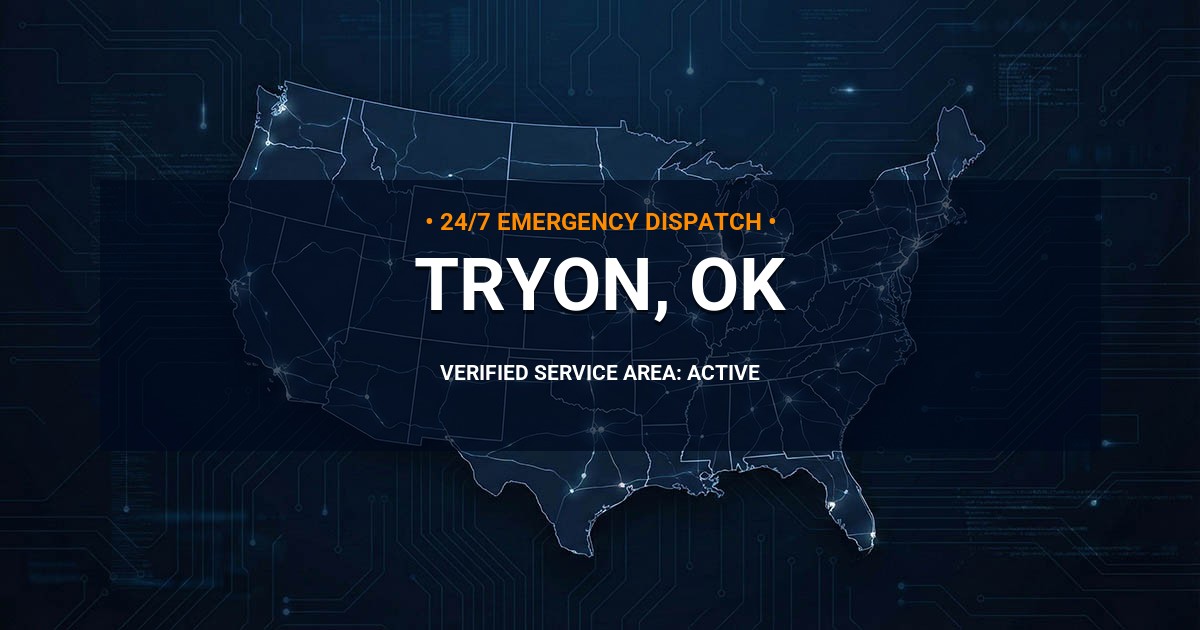 Emergency Plumbing Dispatch Map for Plumbing Services: Tryon, OK