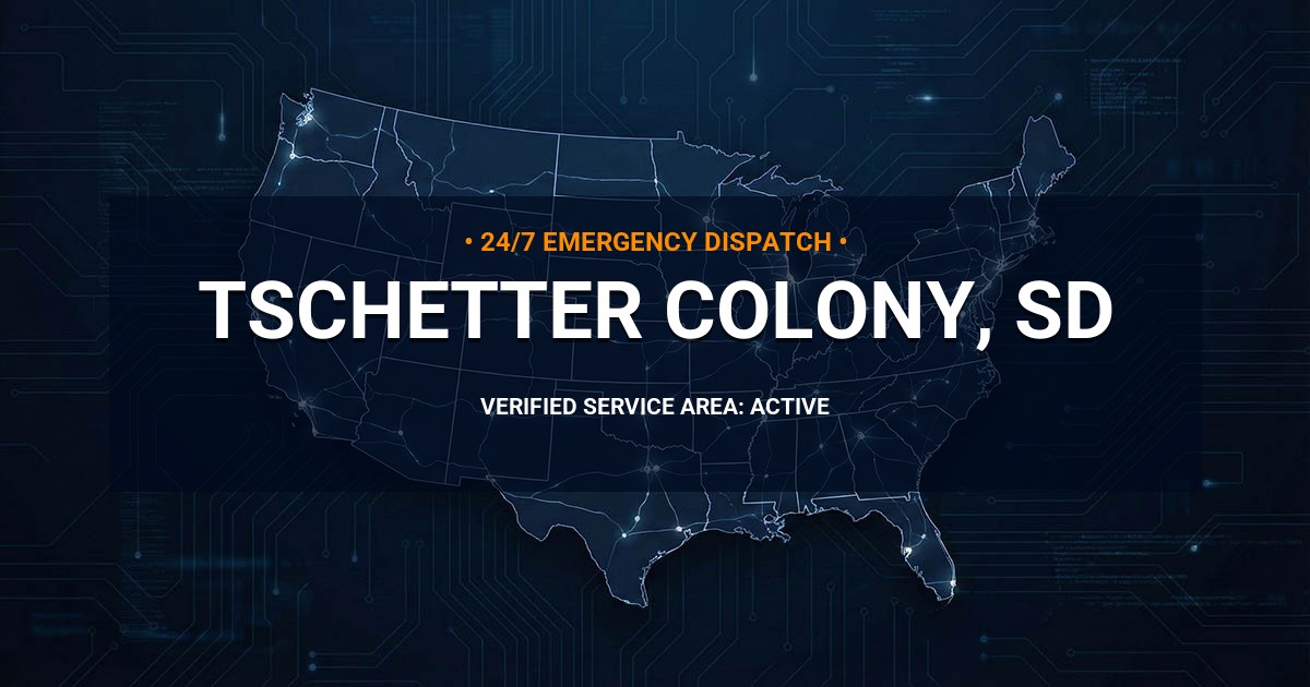 Emergency Plumbing Dispatch Map for Plumbing Services: Tschetter Colony, SD