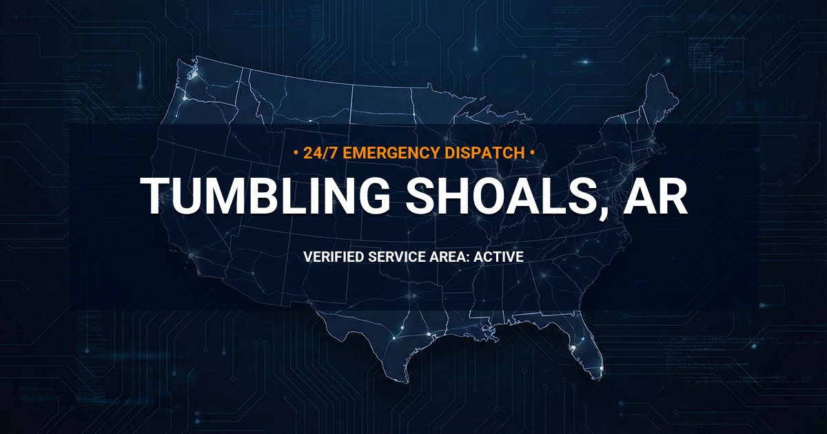 Emergency Plumbing Dispatch Map for Plumbing Services: Tumbling Shoals, AR