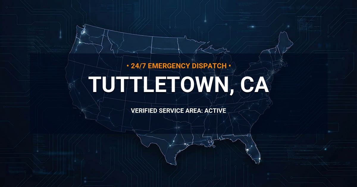 Emergency Plumbing Dispatch Map for Plumbing Services: Tuttletown, CA