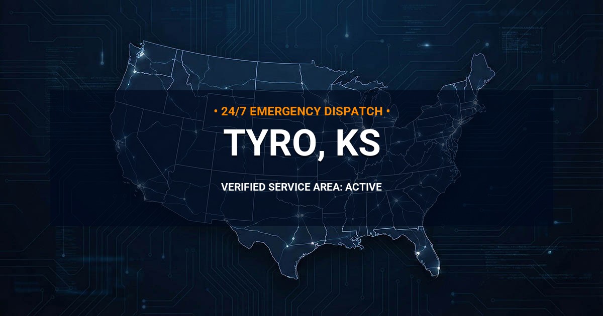 Emergency Plumbing Dispatch Map for Plumbing Services: Tyro, KS