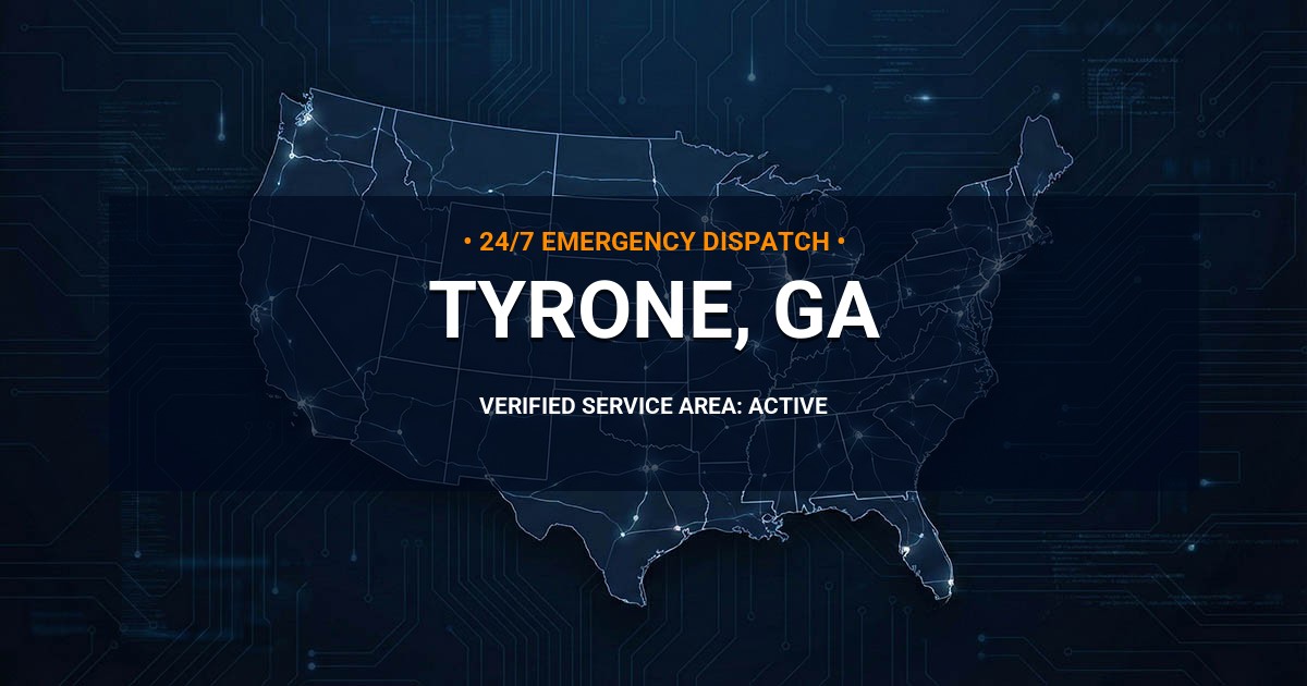 Emergency Plumbing Dispatch Map for Plumbing Services: Tyrone, GA