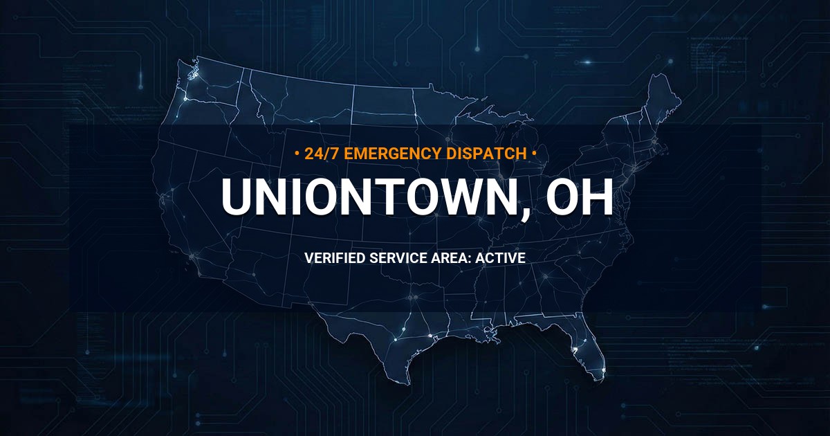 Emergency Plumbing Dispatch Map for Plumbing Services: Uniontown, OH