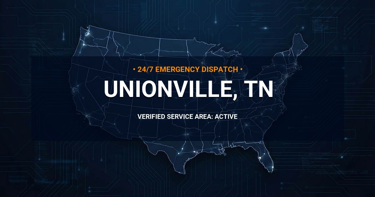 Emergency Plumbing Dispatch Map for Plumbing Services: Unionville, TN