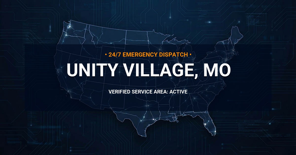 Emergency Plumbing Dispatch Map for Plumbing Services: Unity Village, MO