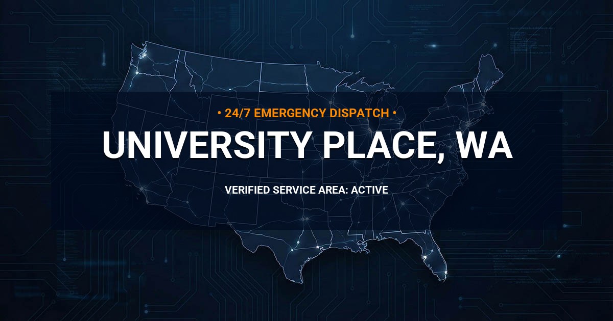 Emergency Plumbing Dispatch Map for Plumbing Services: University Place, WA