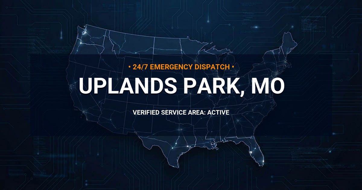 Emergency Plumbing Dispatch Map for Plumbing Services: Uplands Park, MO