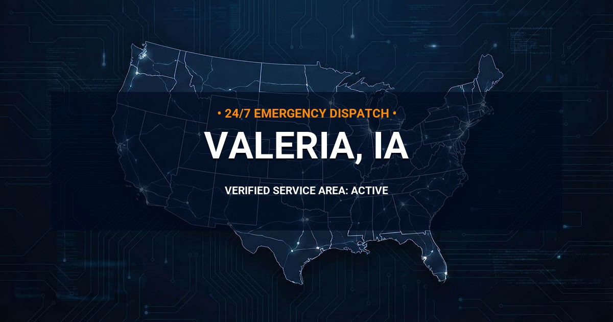 Emergency Plumbing Dispatch Map for Plumbing Services: Valeria, IA