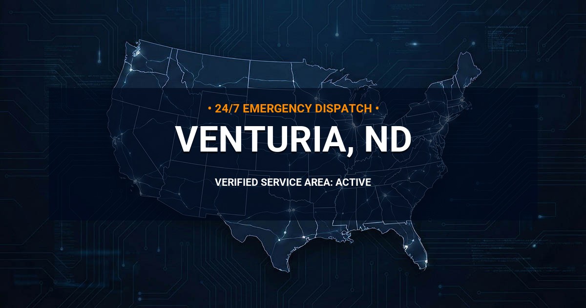 Emergency Plumbing Dispatch Map for Plumbing Services: Venturia, ND