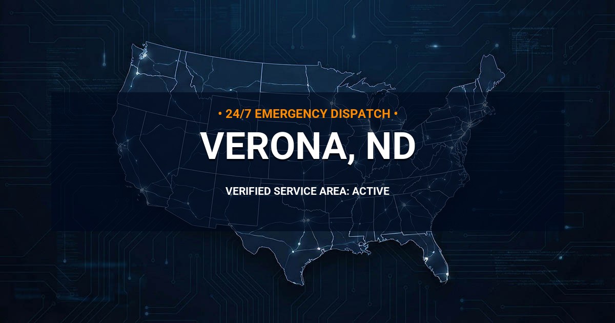 Emergency Plumbing Dispatch Map for Plumbing Services: Verona, ND