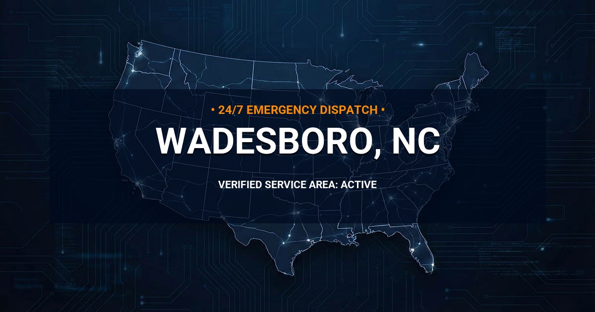 Emergency Plumbing Dispatch Map for Plumbing Services: Wadesboro, NC