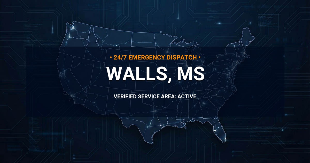 Emergency Plumbing Dispatch Map for Plumbing Services: Walls, MS