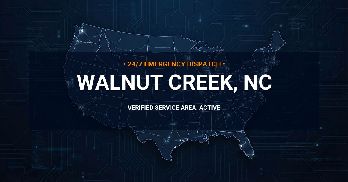 Emergency Plumbing Dispatch Map for Plumbing Services: Walnut Creek, NC