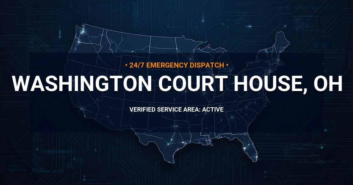 Emergency Plumbing Dispatch Map for Plumbing Services: Washington Court House, OH
