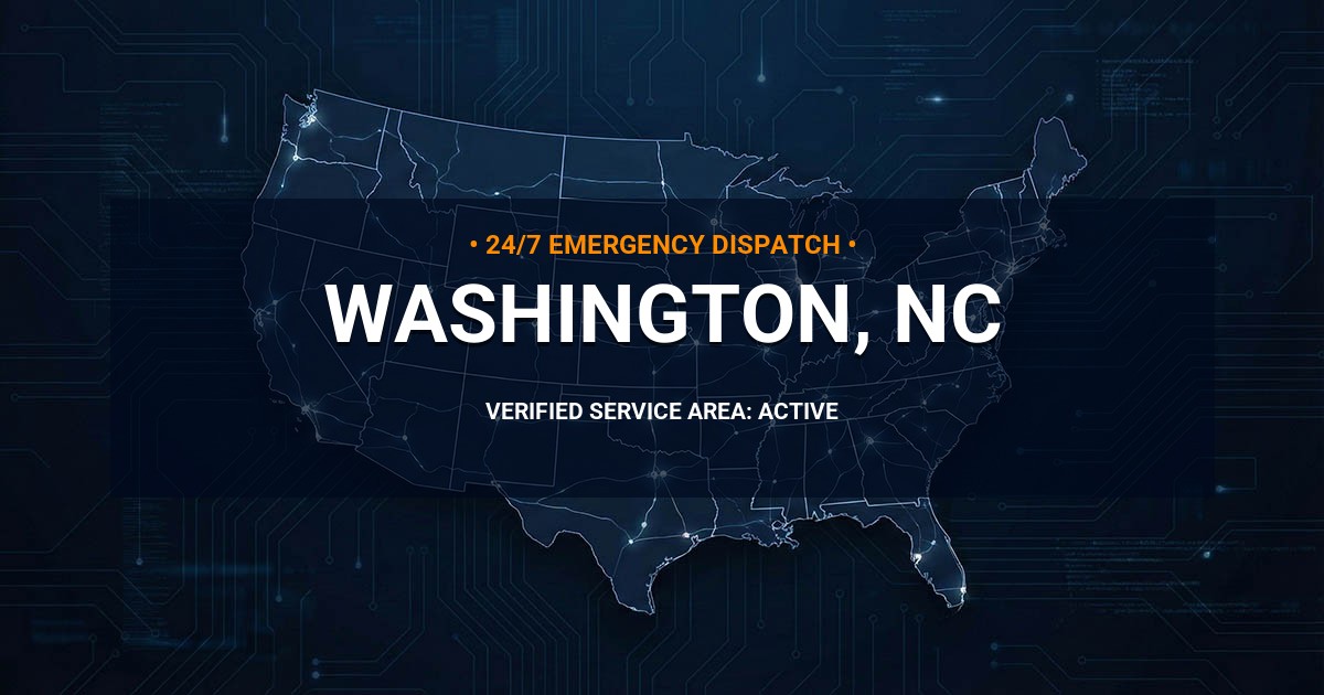 Emergency Plumbing Dispatch Map for Plumbing Services: Washington, NC
