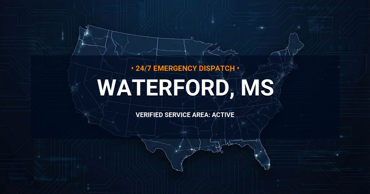 Emergency Plumbing Dispatch Map for Plumbing Services: Waterford, MS