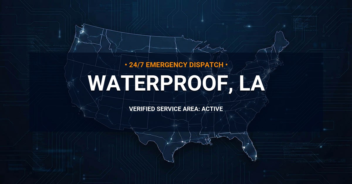Emergency Plumbing Dispatch Map for Plumbing Services: Waterproof, LA