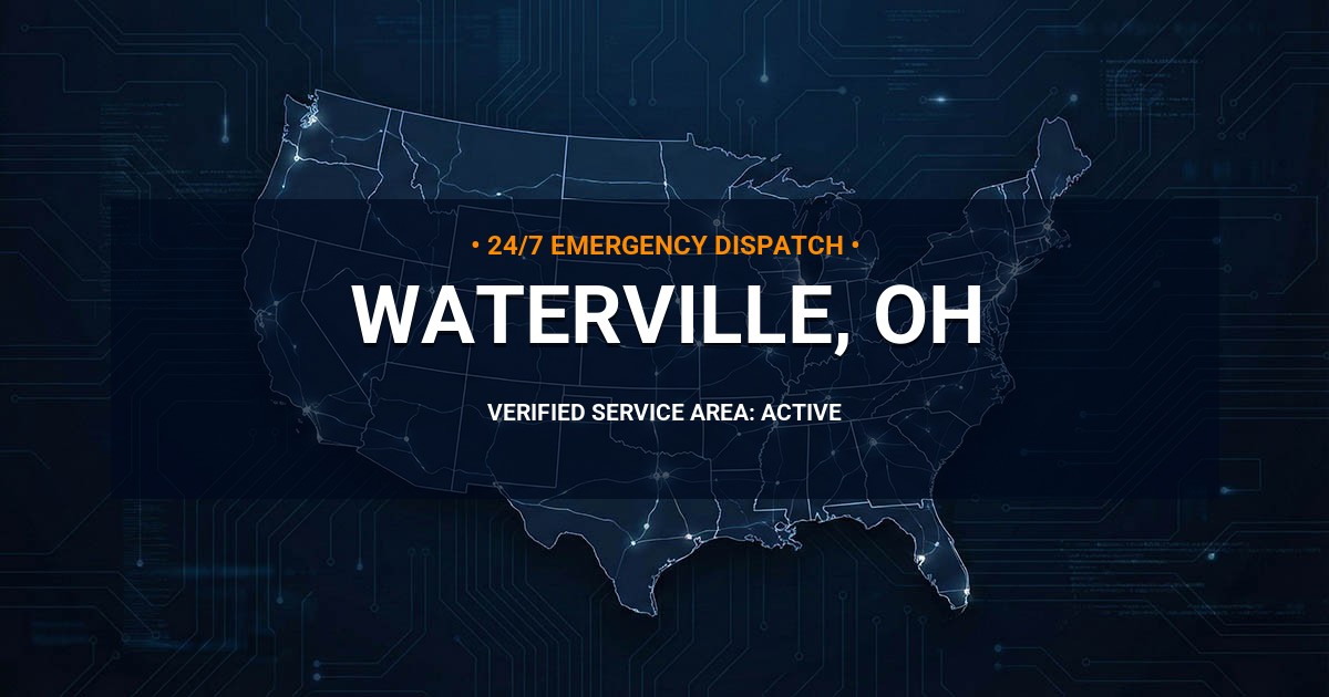 Emergency Plumbing Dispatch Map for Plumbing Services: Waterville, OH