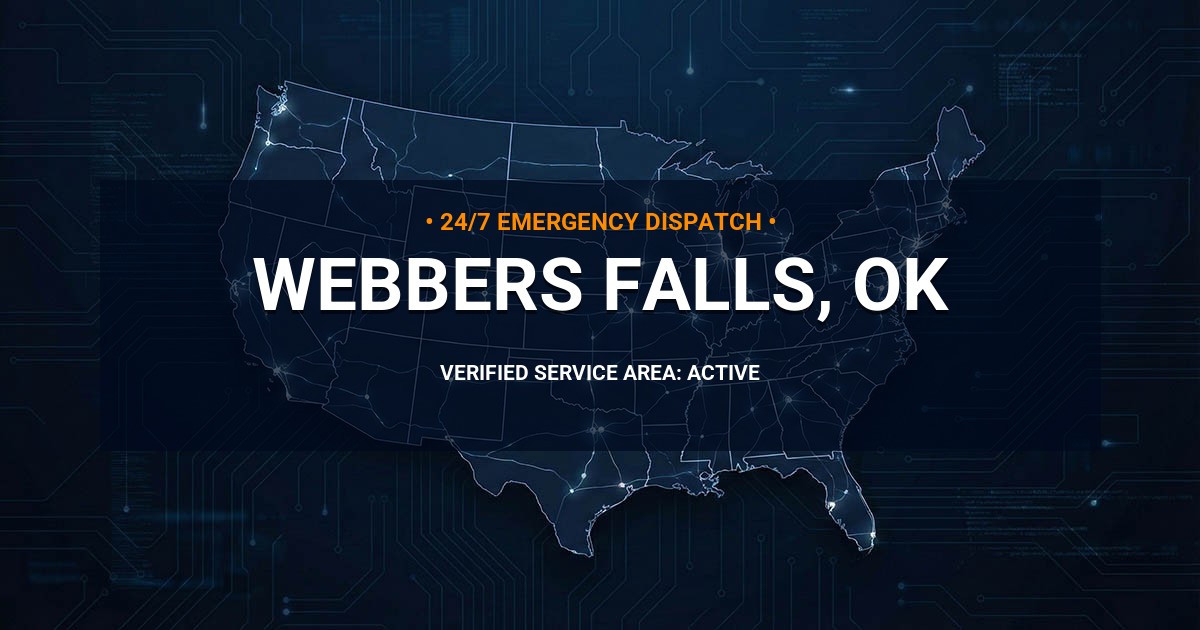 Emergency Plumbing Dispatch Map for Plumbing Services: Webbers Falls, OK