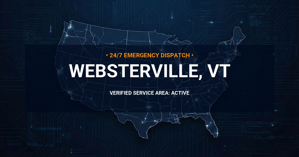 Emergency Plumbing Dispatch Map for Plumbing Services: Websterville, VT