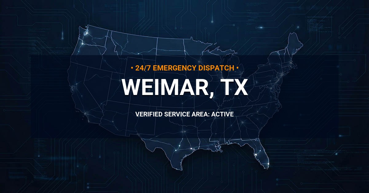 Emergency Plumbing Dispatch Map for Plumbing Services: Weimar, TX