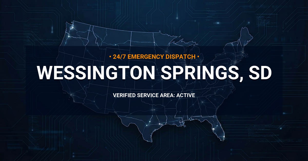 Emergency Plumbing Dispatch Map for Plumbing Services: Wessington Springs, SD