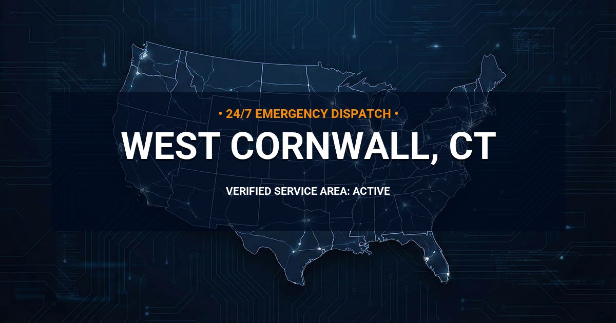 Emergency Plumbing Dispatch Map for Plumbing Services: West Cornwall, CT