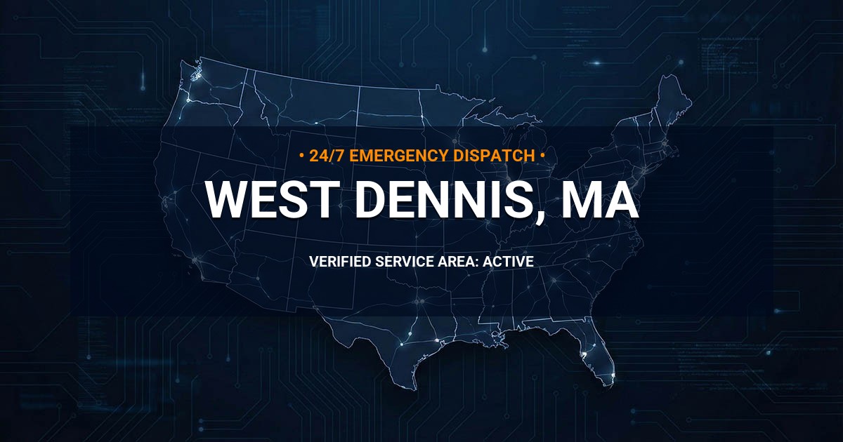 Emergency Plumbing Dispatch Map for Plumbing Services: West Dennis, MA