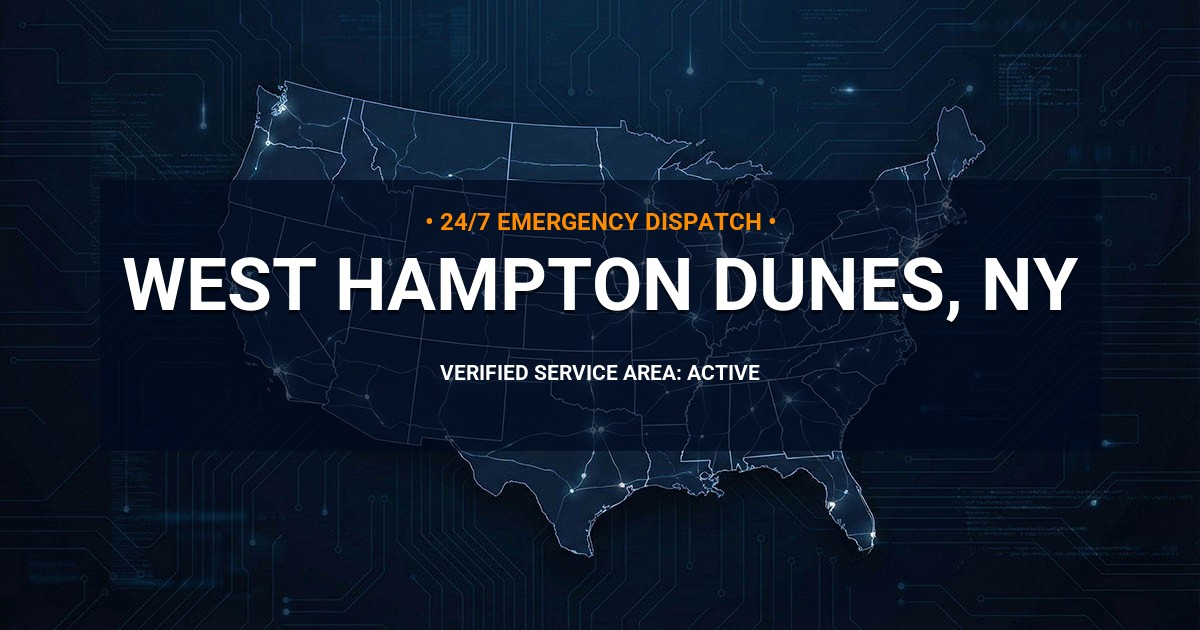 Emergency Plumbing Dispatch Map for Plumbing Services: West Hampton Dunes, NY