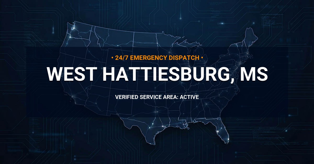 Emergency Plumbing Dispatch Map for Plumbing Services: West Hattiesburg, MS