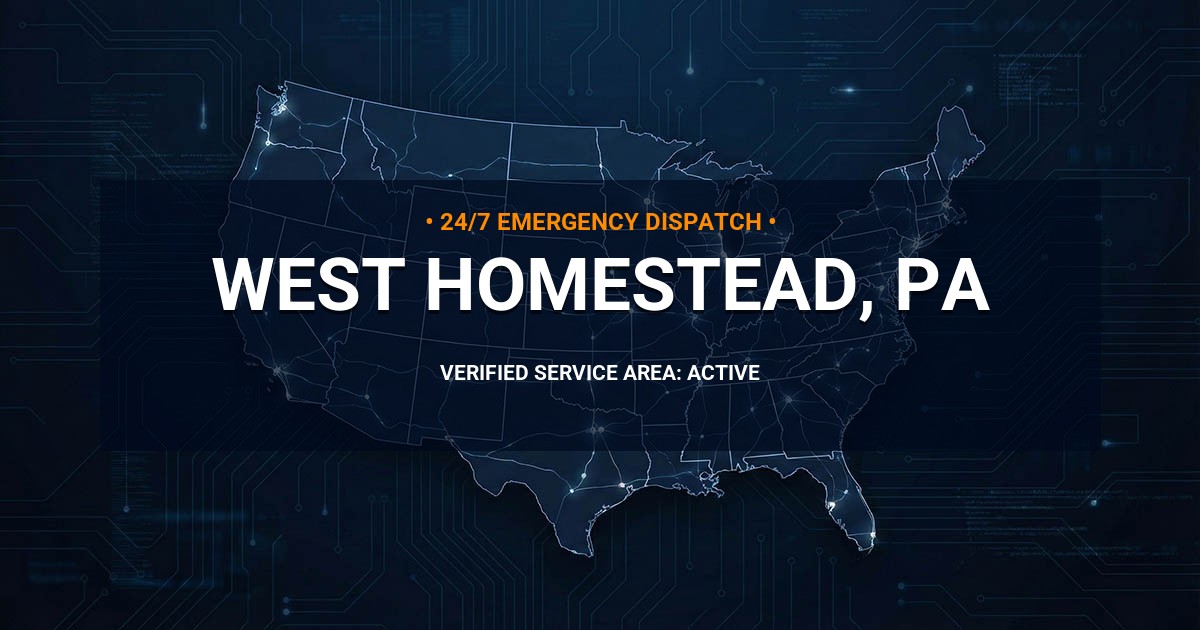 Emergency Plumbing Dispatch Map for Plumbing Services: West Homestead, PA