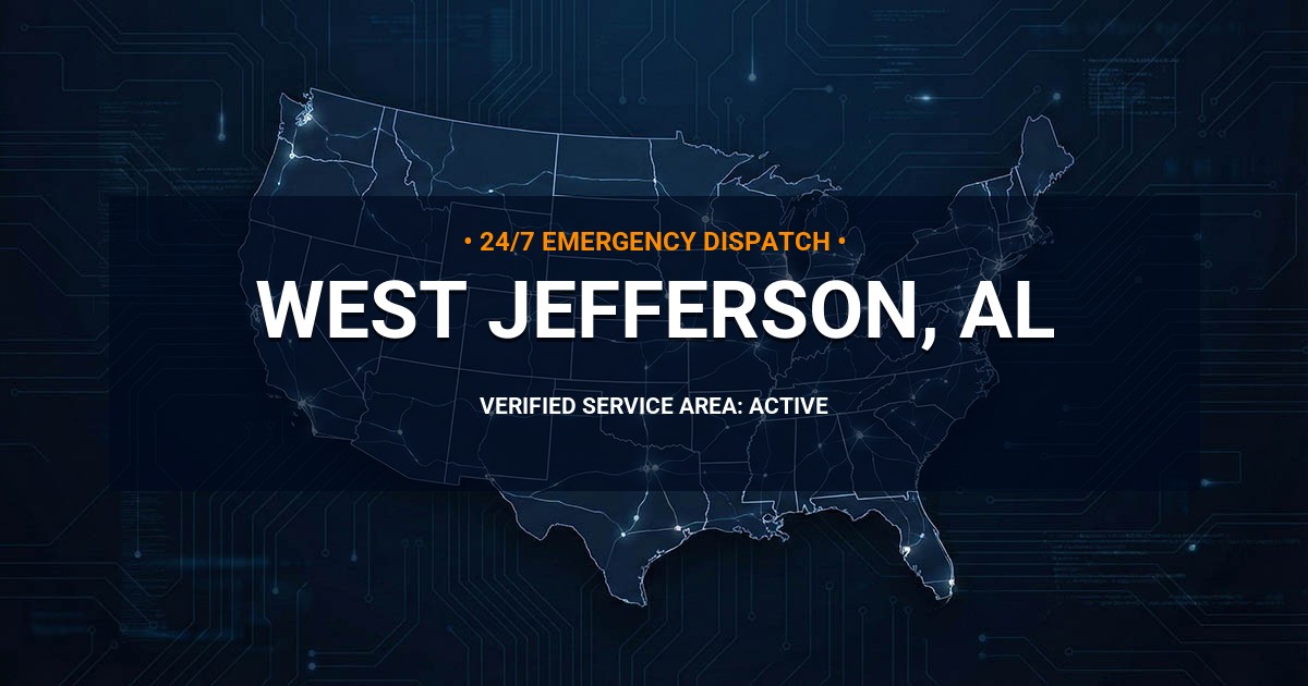 Emergency Plumbing Dispatch Map for Plumbing Services: West Jefferson, AL