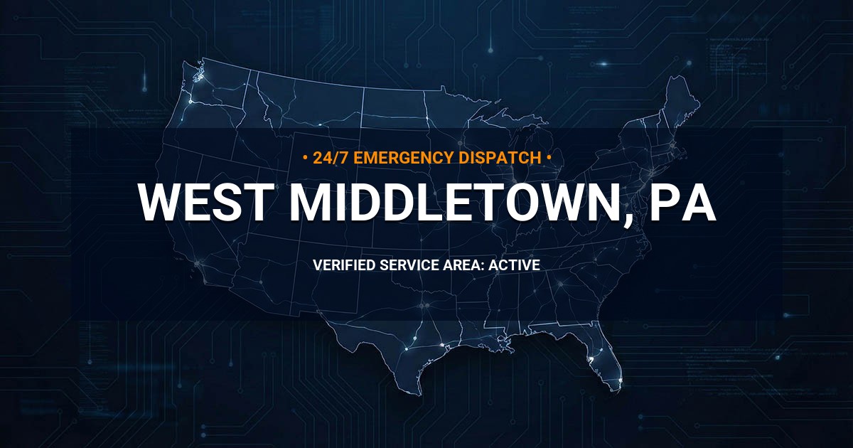 Emergency Plumbing Dispatch Map for Plumbing Services: West Middletown, PA