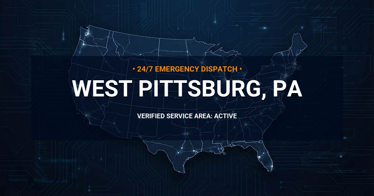 Emergency Plumbing Dispatch Map for Plumbing Services: West Pittsburg, PA